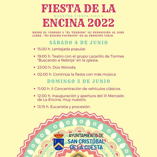 Fiestas patronales en honor de la Virgen de la Encina 2022 San Cristóbal de la Cuesta